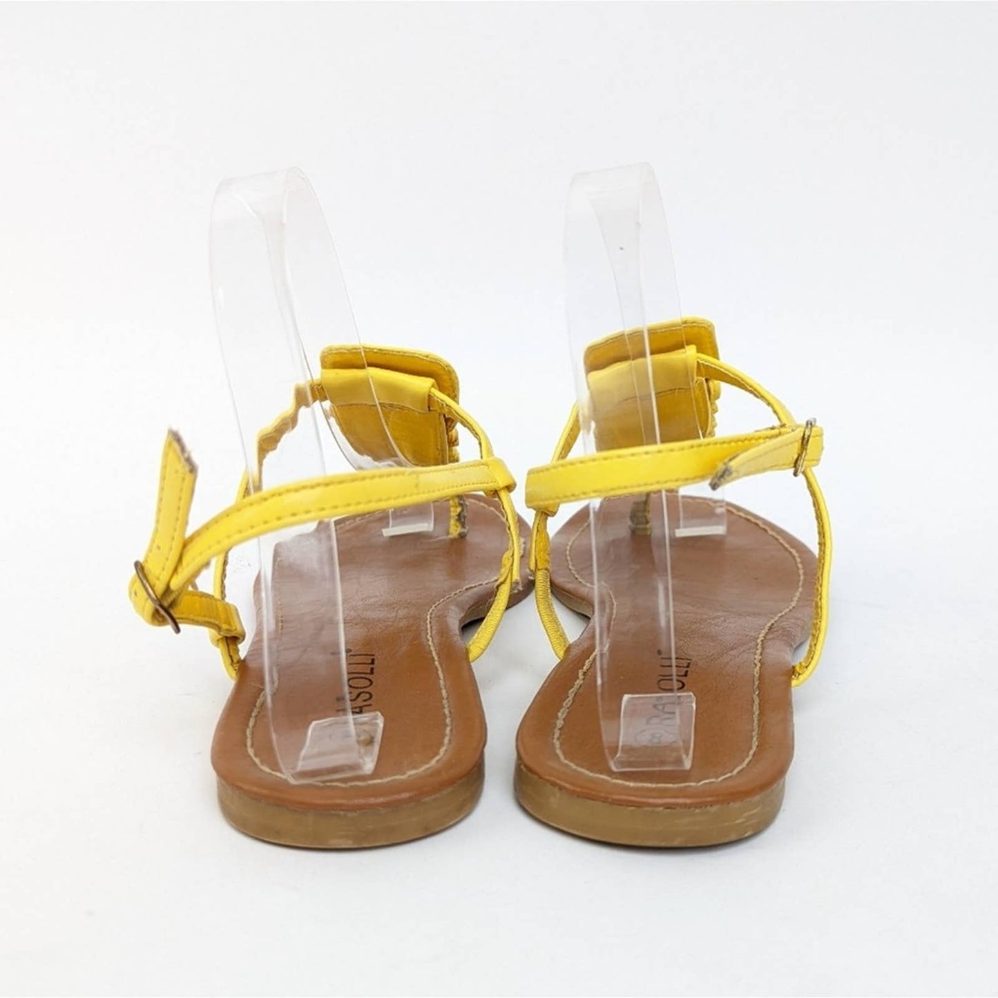Rasolli Yellow Ruffled Strappy Thong Sandals - 8