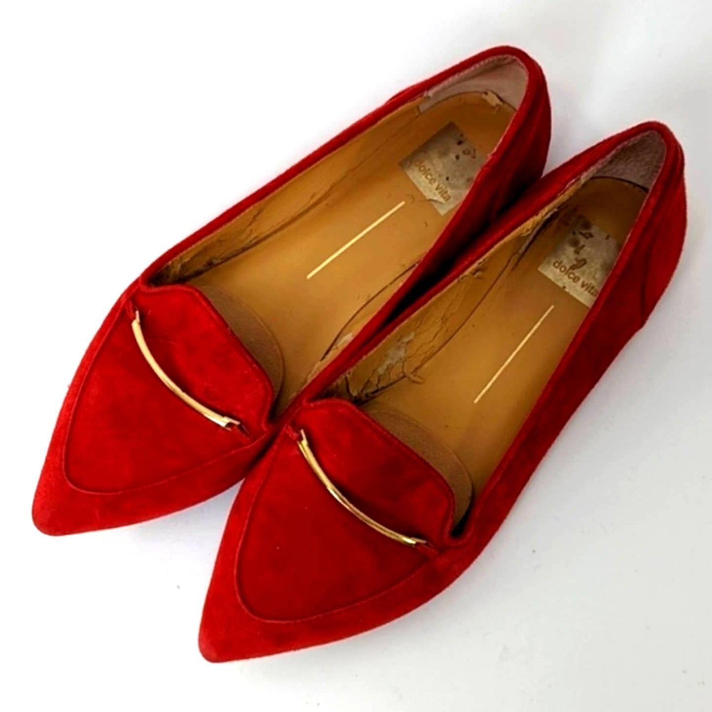 Dolce Vita Red Point Toe Sued Ballet Flats - 7