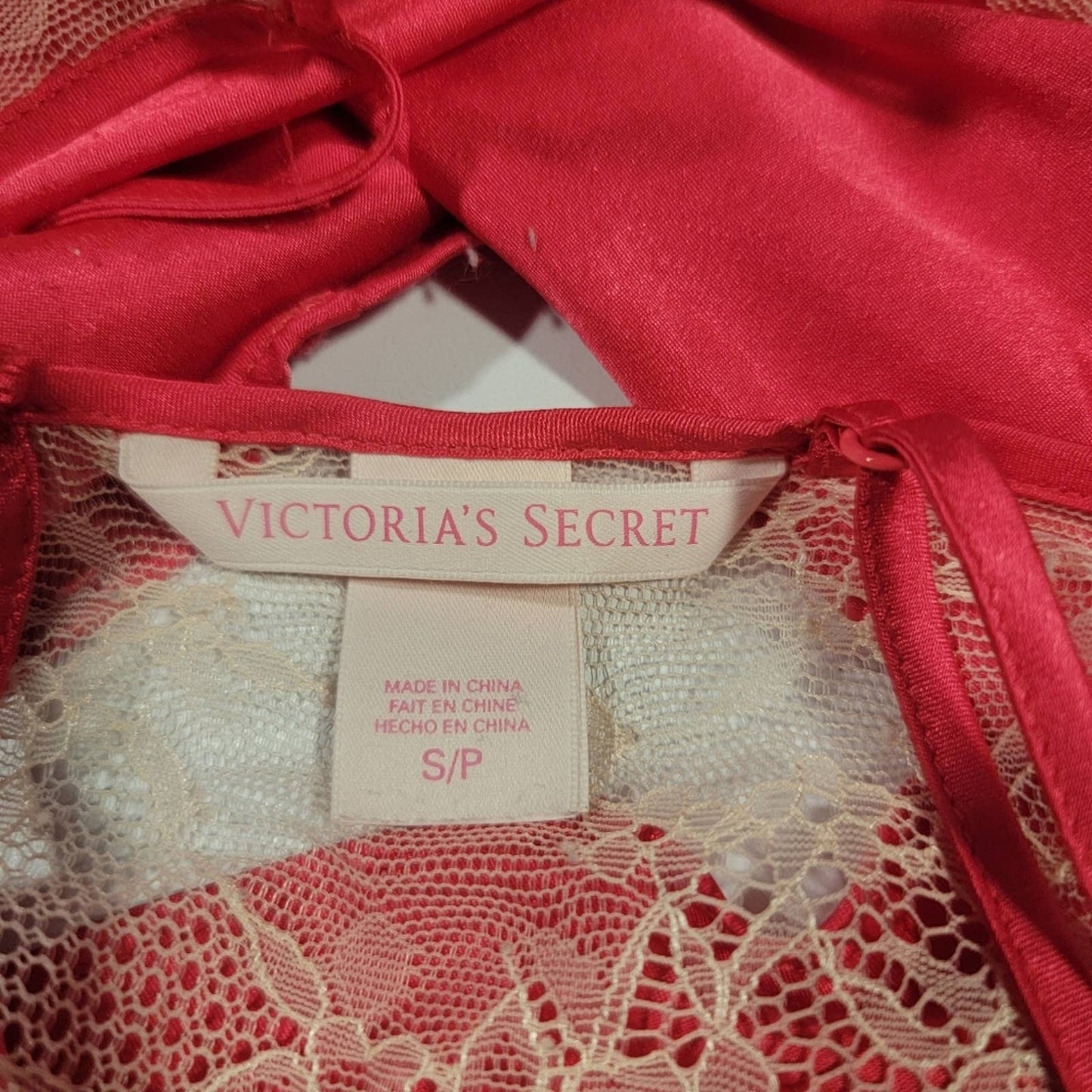 Victoria's Secret Red Silk and Lace Cami - S