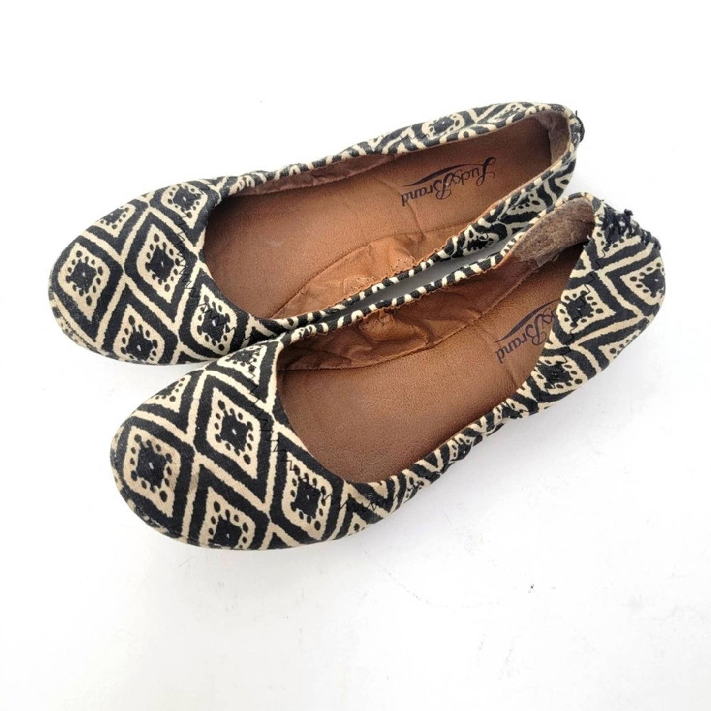 Lucky Brand Erin Black & White Geometric Ballet Flats - 9