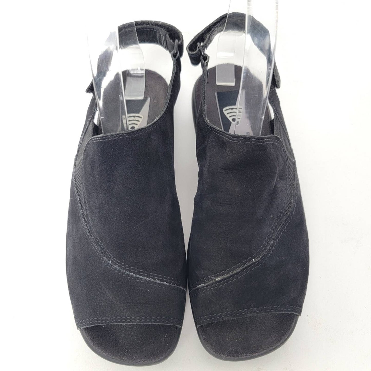 Ecco Black Suede Peep Toe Sandals - 6
