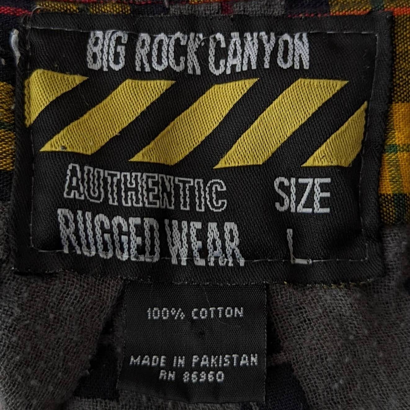Big Rock Canyon Plaid Flannel Button Down Shirt- L