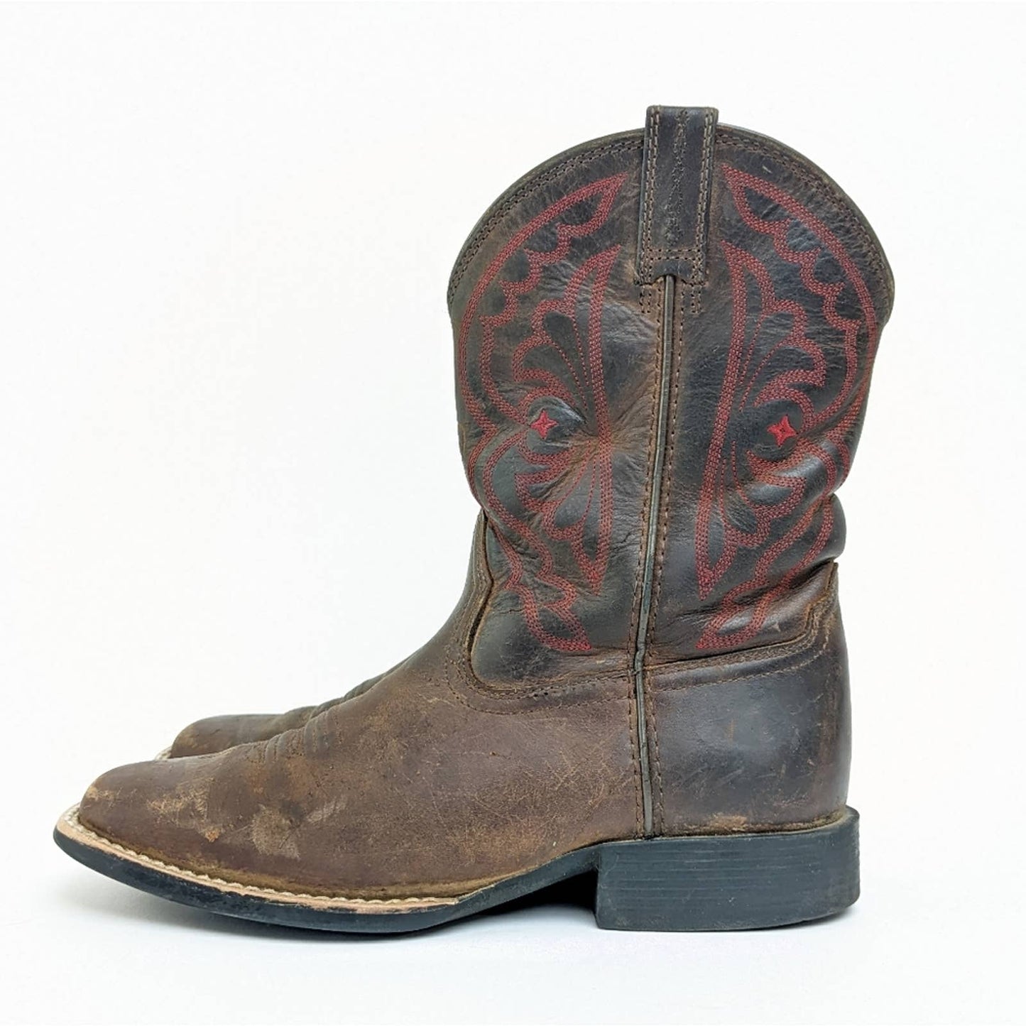 Ariat Distressed Brown Quickdraw Square Toe Cowboy Boots - C4