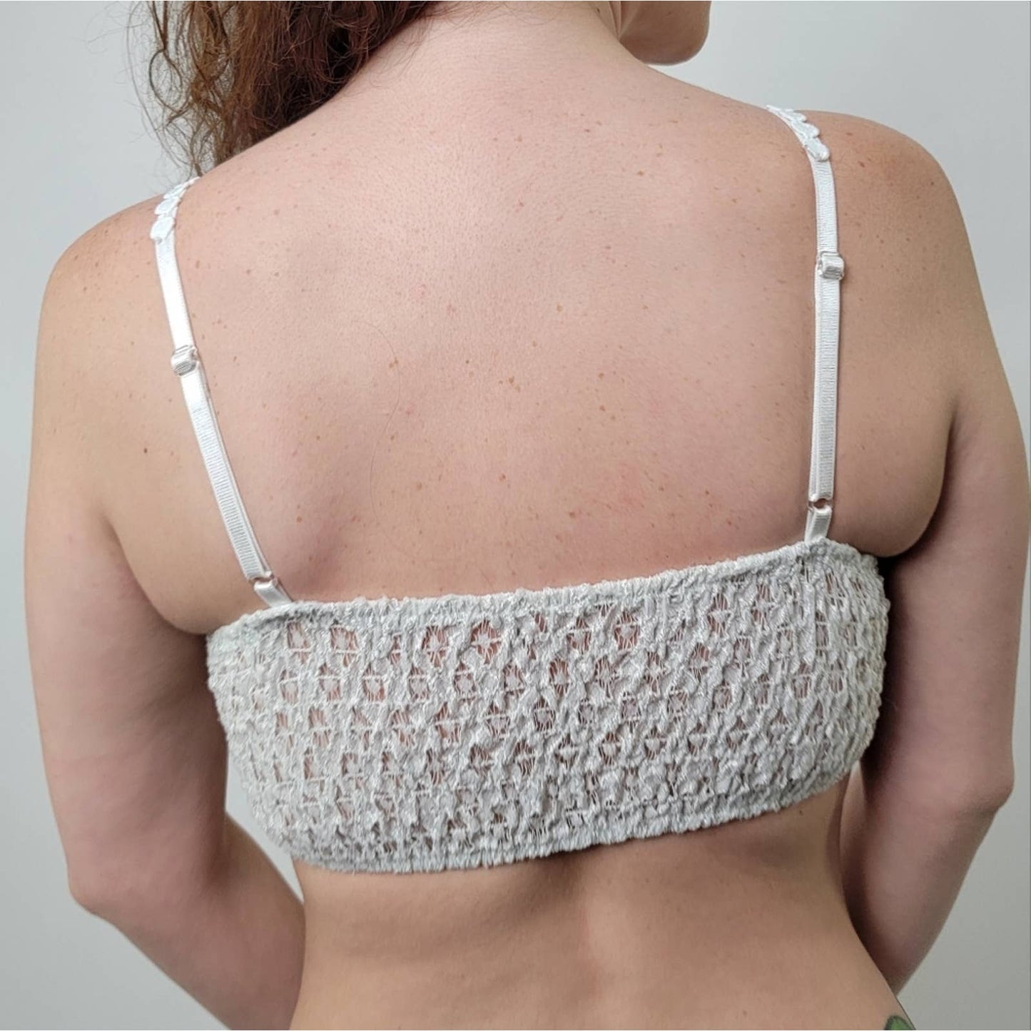White Lace Crochet Knit Bralette - S