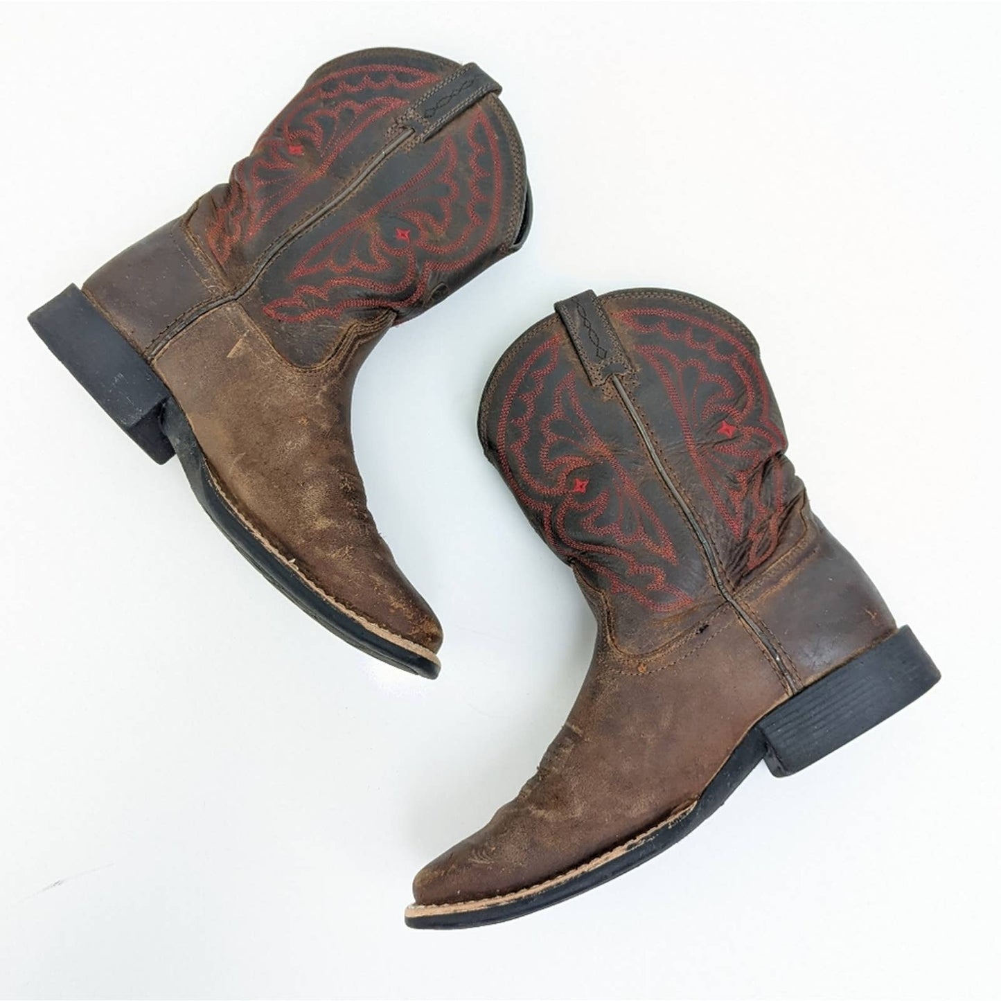 Ariat Distressed Brown Quickdraw Square Toe Cowboy Boots - C4