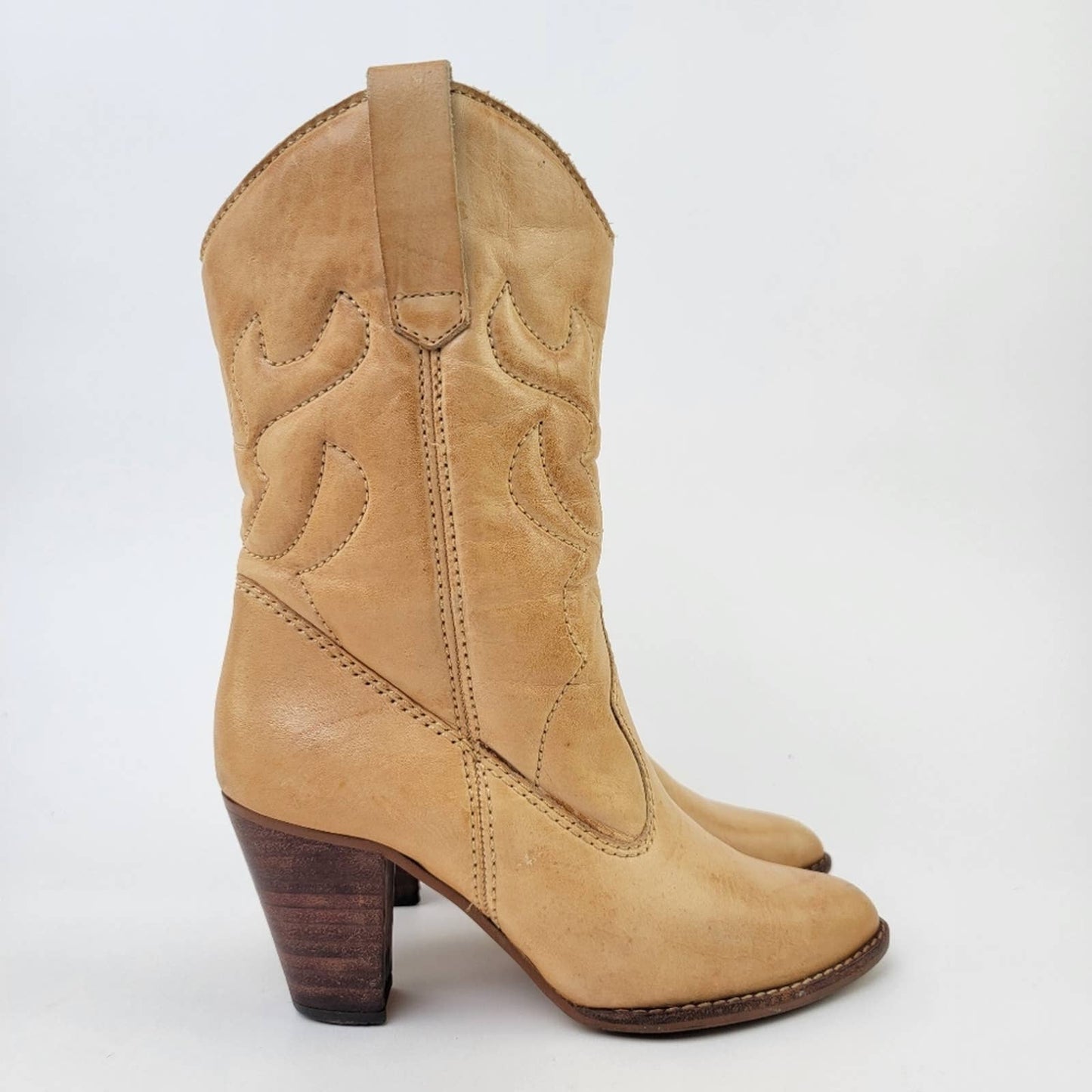 Vintage 70s Leather Western Cowboy Boots - 7